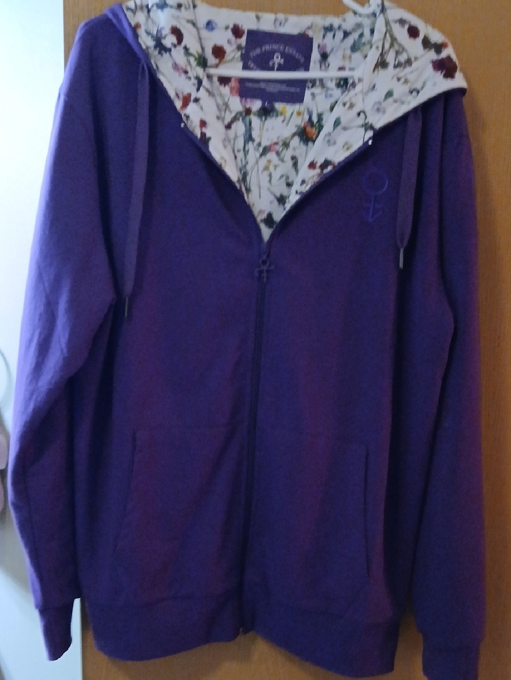 PRINCE Purple Zip-Up Hoodie with Floral Hood Lining by Prince